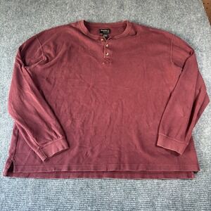 Guide Series Mens 2XL Maroon Waffle Knit Long Sleeve Henley Shirt Cotton 4494